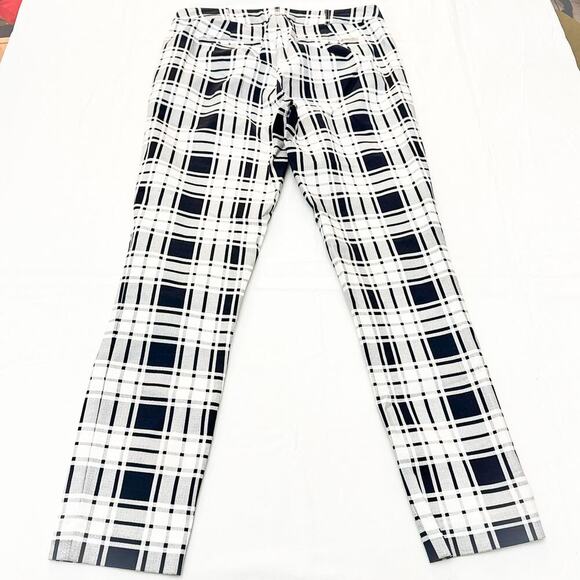 Michael Kors Plaid Striped Patterned Dress Pant Black White Jeans Size 6 - Picture 3 of 8